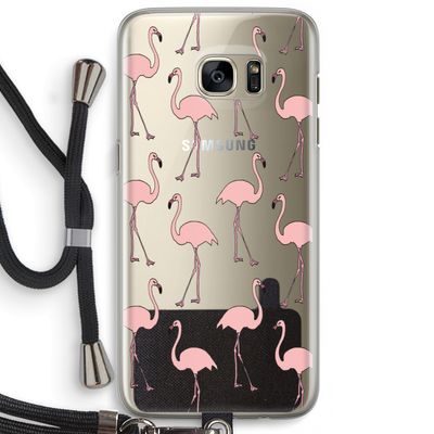 Anything Flamingoes: Samsung Galaxy S7 Edge Transparant Hoesje met koord