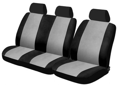 Car Plus stoelhoezenset Van uni polyester zwart/grijs 6 delig Car Plus stoelhoezenset Van uni polyester zwart/grijs 6 delig