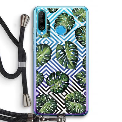 Geometrische jungle: Huawei P30 Lite Transparant Hoesje met koord