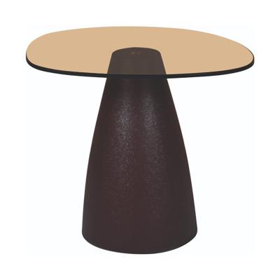 Sohome Bijzettafel 'Jacky' Glas en gecoat staal, 50 x 43cm, kleur Bruin