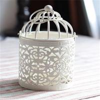 Antieke creatieve vogelkooi kandelaar smeedijzer ornamenten holle bloem patroon Home Decoratie ambachten (A)