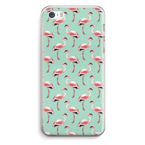Flamingoprint groen: iPhone 5 / 5S / SE Transparant Hoesje