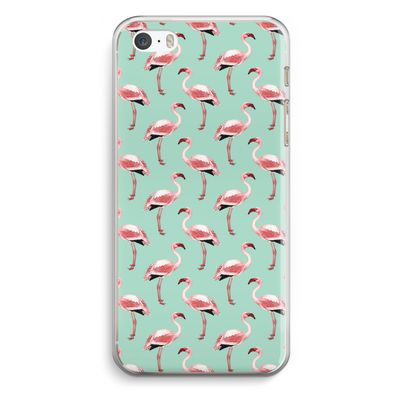 Flamingoprint groen: iPhone 5 / 5S / SE Transparant Hoesje