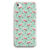 Flamingoprint groen: iPhone 5 / 5S / SE Transparant Hoesje