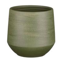 Mica Decorations Plantenpot - terracotta - donkergroen relief - D19/H18 cm - bloempot