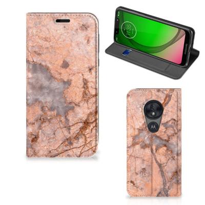 Motorola Moto G7 Play | Standcase | Marmer Oranje