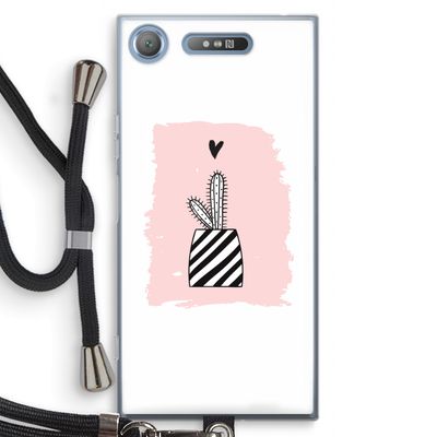 Zwart-wit cactus: Sony Xperia XZ1 Transparant Hoesje met koord