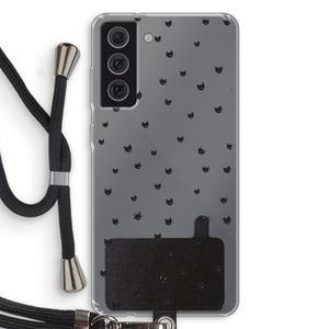 Kleine kattenkopjes: Samsung Galaxy S21 FE Transparant Hoesje met koord