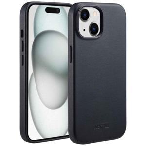 Accezz MagSafe Leather Backcover iPhone 15 Telefoonhoesje Zwart