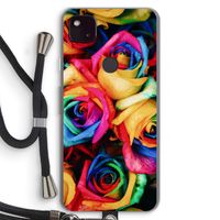 Neon bloemen: Pixel 4a 5G Transparant Hoesje met koord