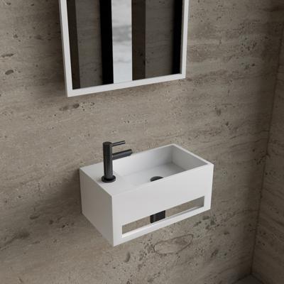 Fonteinset BWS Solid Surface Met Handdoekhouder Links Wit Gunmetal Boss & Wessing