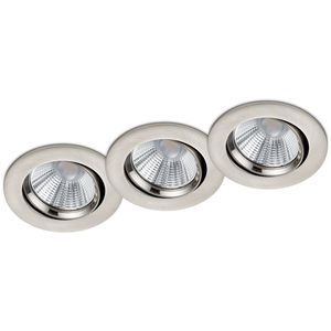 LED Spot 3 Pack - Inbouwspot - Trion Paniro - Rond 5W - Dimbaar - Warm Wit 3000K - Mat Nikkel - Aluminium - Ø80mm