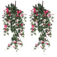 Kunstplant Petunia - 2x - donkerroze - 80 cm - kunst hangplanten