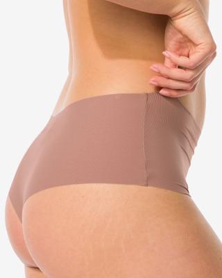 140 Damesstring Hoge Taille Micro Rib Lichtbruin (lichtbruin)