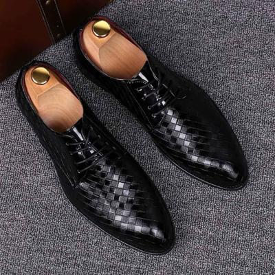 Mannen Business jurk schoenen krokodil lederen schoenen puntige strips Brock casual schoenen grootte: 39 (zwart)