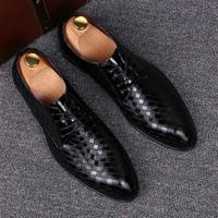 Mannen Business jurk schoenen krokodil lederen schoenen puntige strips Brock casual schoenen grootte: 39 (zwart)