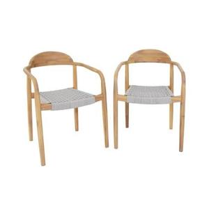 sweeek - Set van 2 acacia houten tuinstoelen, zitting in kunststof