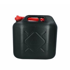 Jerrycan zwart met rode flexibele schenktuit 20 liter