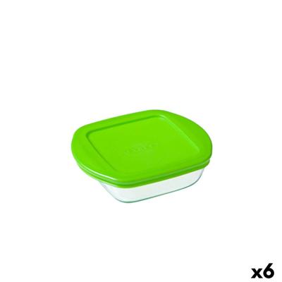 Vierkante Lunchtrommel met Deksel Pyrex Cook & Store Groen 1 L 20 x 17 x 5,5 cm Siliconen Glas (6 Stuks)