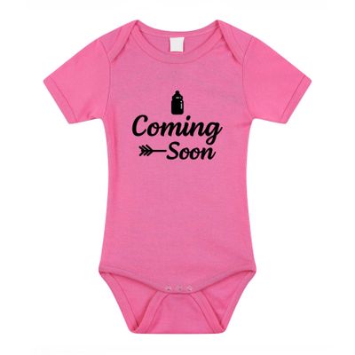 Coming soon gender reveal baby rompertje roze meisjes