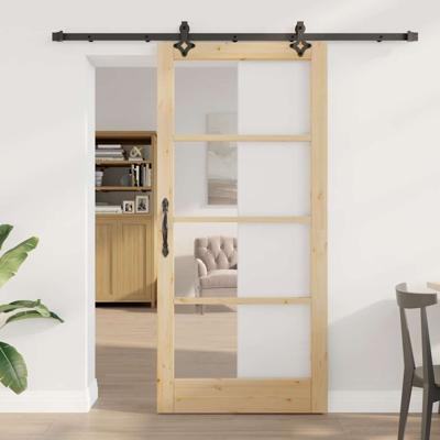 Schuifdeur ORKDAL Bruin 93 x 202 cm Hout en metaal