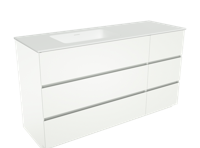 Storke Edge staand badkamermeubel 150 x 52,5 cm mat wit met Mata asymmetrisch linkse wastafel in matte Solid Surface - thumbnail