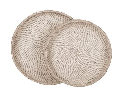 MUST Living Dienblad 'Saint Barths' Rond, Rotan, Set van 2 stuks