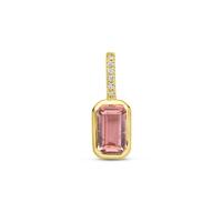 14k Geelgouden Hanger met Roze Toermalijn & Diamant 0.012ct (Oktober)