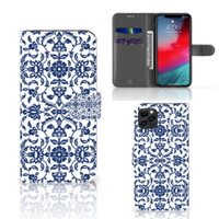 Apple iPhone 11 Pro Max Hoesje Flower Blue - thumbnail