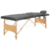 VidaXL Massagetafel met 2 zones 186x68 cm houten frame antraciet