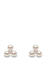 Yoko London boucles d'oreilles en or rose 18ct ornées de perles d'eau douce et de diamants