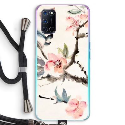 Japanse bloemen: Oppo A92 Transparant Hoesje met koord