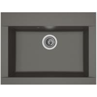 STRADOUR Ingebouwde gootsteen 1 kom zonder afdruiprek Hexo - Hars - 66 x 50 cm - Beton grijs