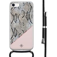 iPhone SE 2020 hoesje met koord - Snake print roze - thumbnail