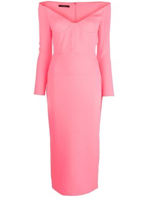 Alex Perry robe Deryn mi-longue à épaules dénudées - Rose
