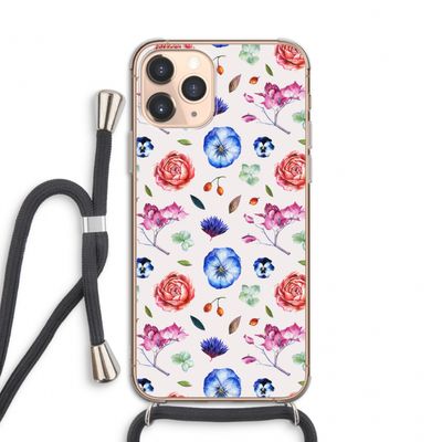 Bloemetjes: iPhone 11 Pro Transparant Hoesje met koord