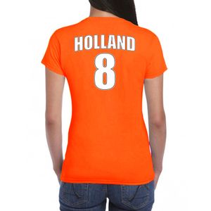 Oranje supporter t-shirt met rugnummer 8 - Holland / Nederland fan shirt voor dames