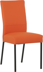 Oranje leren moderne eetkamerstoel Real - poot vierkant zwart - Toledo Leer Orange (oranje leer)