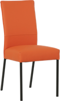 Oranje leren moderne eetkamerstoel Real - poot vierkant zwart - Toledo Leer Orange (oranje leer)