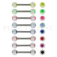 Tongpiercing bloem blauw