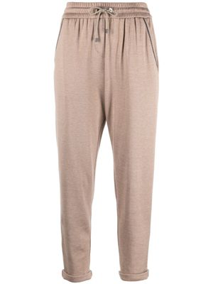 Brunello Cucinelli pantalon de jogging à ourlet retroussé - Marron