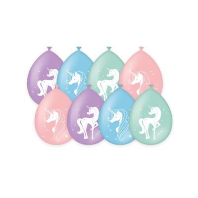 PD-Party Party ballonnen eenhoorn 8 stuks roze/paars/blauw/groen