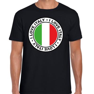 Verkleed T-shirt voor heren - I Love Italy - zwart - voetbal supporter - themafeest
