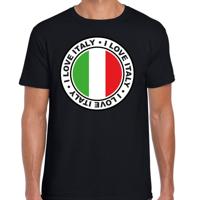 Verkleed T-shirt voor heren - I Love Italy - zwart - voetbal supporter - themafeest