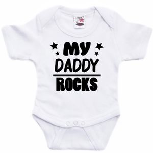 Rompertje - my daddy rocks - wit - kraam/vaderdag cadeau