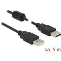 Delock USB-kabel USB 2.0 USB-A stekker, USB-A stekker 5.00 m Zwart Met Ferrietkern 84893 - thumbnail