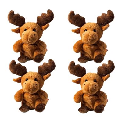 4x stuks pluche eland knuffel 14 cm met beschrijfbaar label