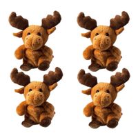 4x stuks pluche eland knuffel 14 cm met beschrijfbaar label