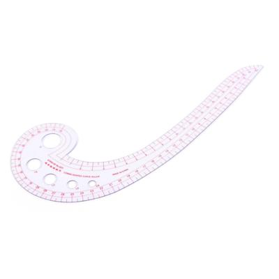 2 stks lange komma gevormde kunststof transparante curve liniaal (transparant)