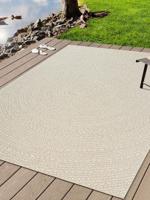 Buitentapijt met jute look| Rechthoekig met cirkelmotief | natuurlijke look voor tuin, balkon of terras | Weer- en UV-bestendig Tuintapijt Cream-200 x 290 cm
